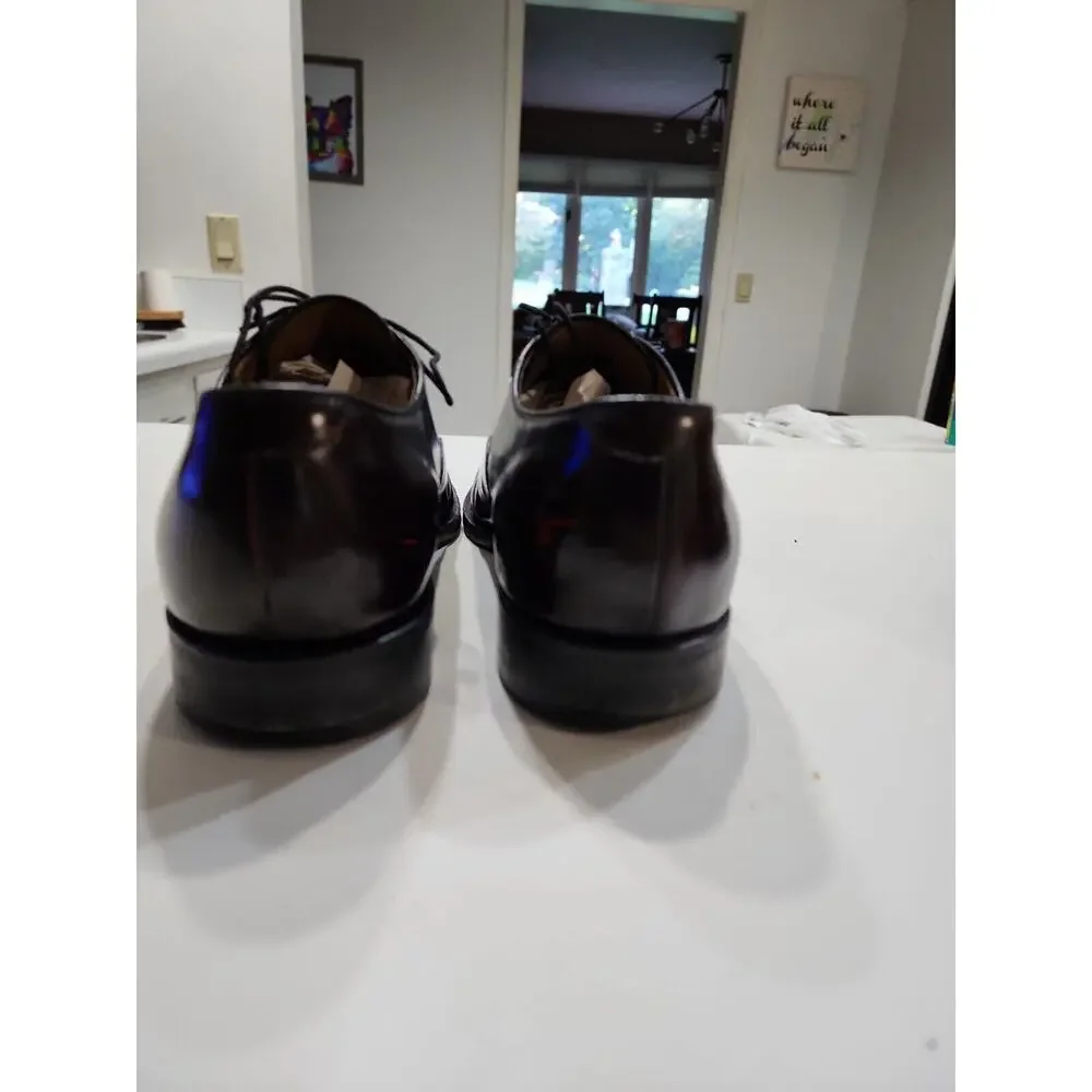 Johnston & Murphy Mens Melton Oxford Dress Shoes Burgundy Leather Cap Toe 8.5D